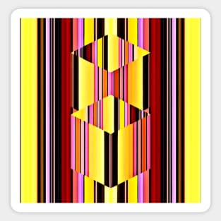 Cubes on Stripes Illusion Sticker